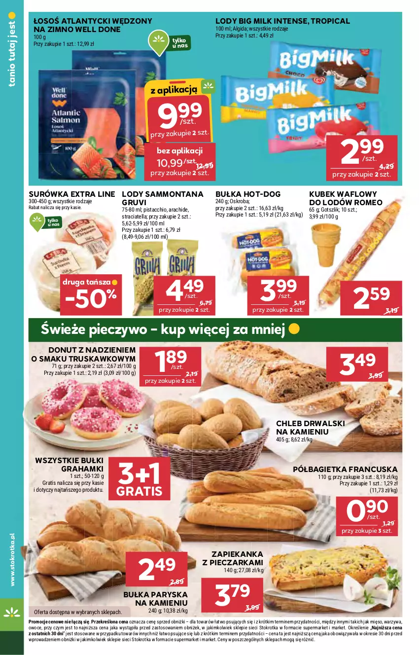 Gazetka promocyjna Stokrotka - Market - ważna 13.08 do 20.08.2025 - strona 18 - produkty: Algida, Bagietka, Big Milk, Bułka, Chleb, Donut, Gra, Kubek, LG, Lody, Mięso, Owoce, Piec, Pieczarka, Pieczywo, Półbagietka, Surówka, Tropical, Warzywa, Zapiekanka