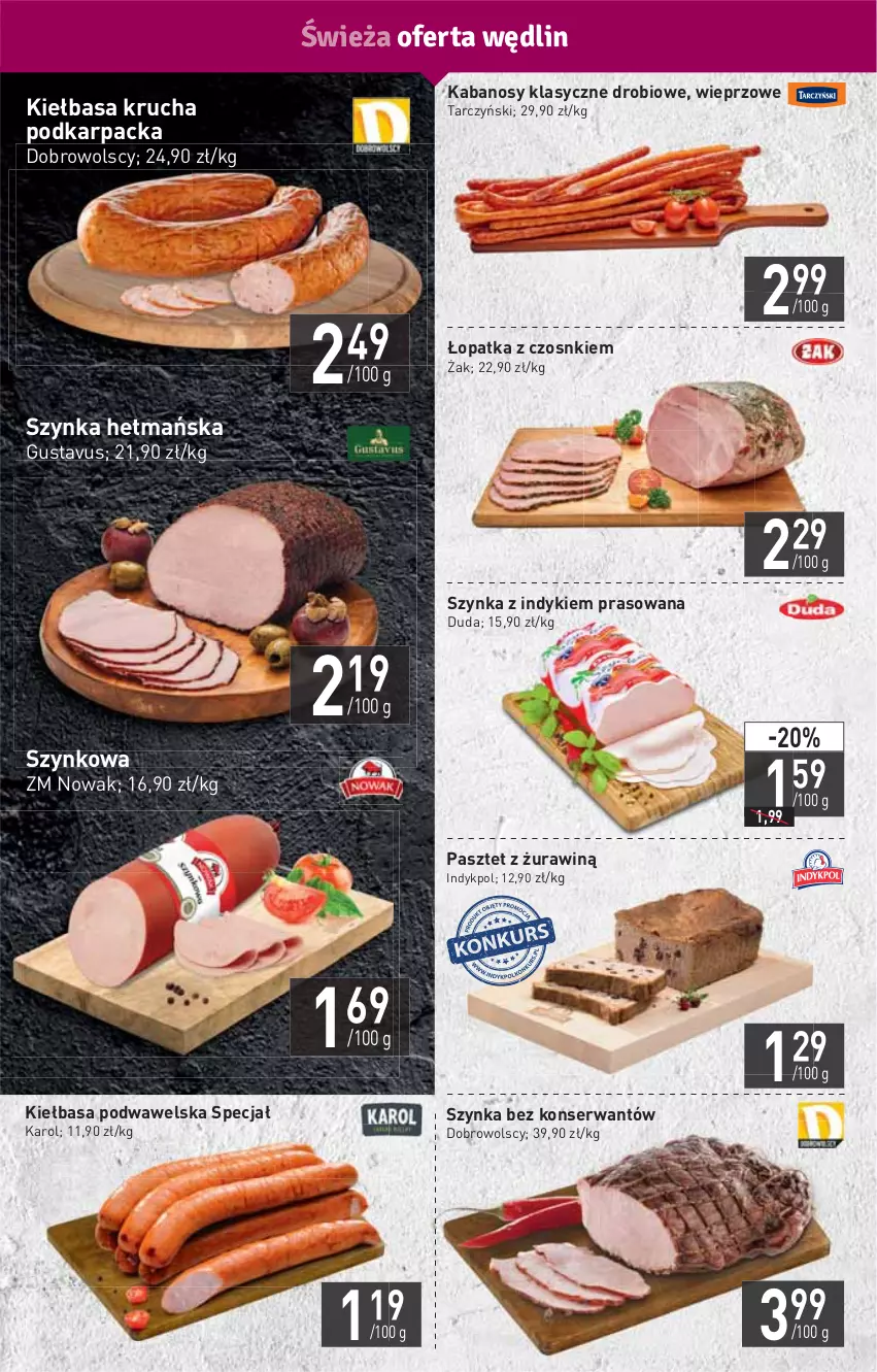 Gazetka promocyjna Stokrotka - Market - ważna 10.11 do 17.11.2021 - strona 6 - produkty: Duda, HP, Kabanos, Karp, Kiełbasa, Kiełbasa krucha, Kiełbasa podwawelska, NOWAK, Pasztet, Ser, Szynka, Tarczyński, Wawel