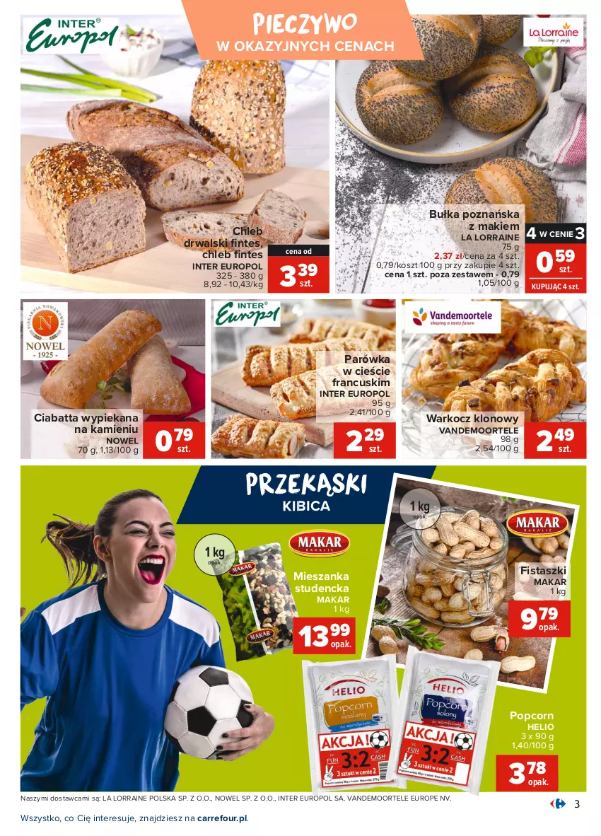 Gazetka promocyjna Carrefour - Gazetka Targi świeżości - ważna 28.06 do 05.07.2021 - strona 3 - produkty: BIC, Bułka, Chleb, Ciabatta, Helio, Koc, Kosz, Mieszanka studencka, Piec, Pieczywo, Popcorn