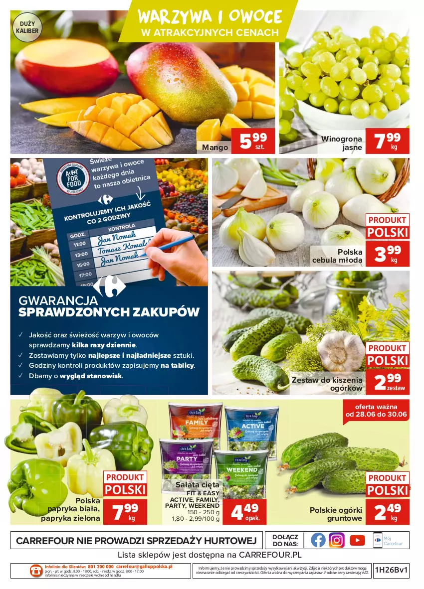 Gazetka promocyjna Carrefour - Gazetka Targi świeżości - ważna 28.06 do 05.07.2021 - strona 4 - produkty: Cebula, Fa, Grunt, HP, Mango, O nas, Owoce, Papryka, Papryka biała, Sałat, Warzywa, Warzywa i owoce, Wino, Winogrona