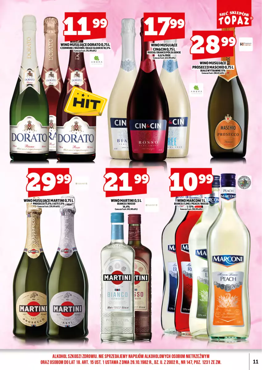 Gazetka promocyjna Topaz - Gazetka - ważna 01.10 do 16.10.2025 - strona 13 - produkty: Martini, Mus, Prosecco, Wino, Wino musujące