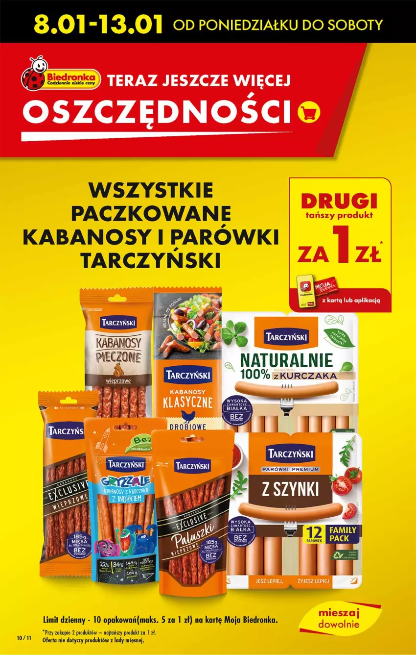 Gazetka promocyjna Biedronka - Od poniedzialku - ważna 08.01 do 13.01.2024 - strona 10 - produkty: Kabanos, Parówki, Tarczyński, Tera