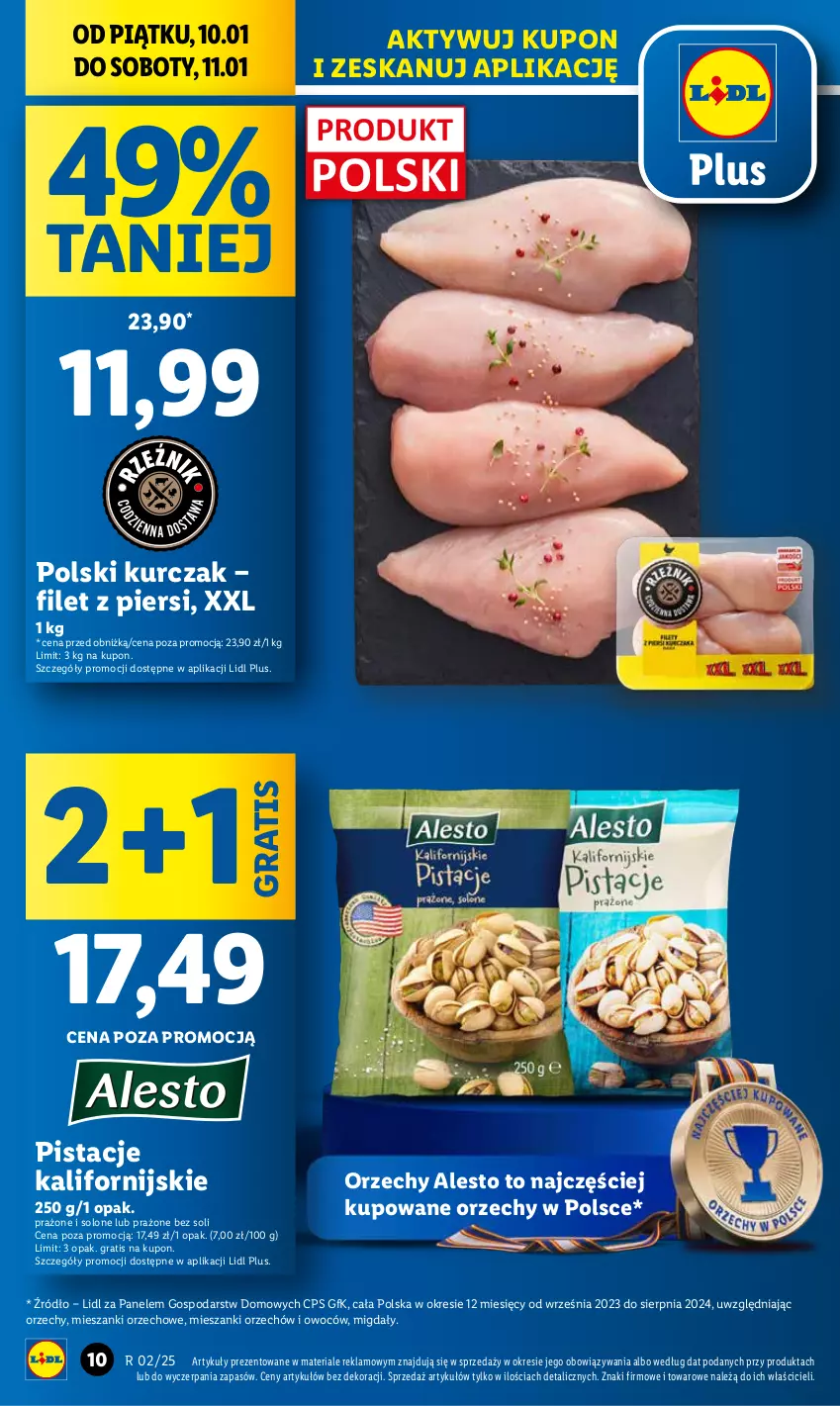 Gazetka promocyjna Lidl - GAZETKA - ważna 09.01 do 11.01.2025 - strona 10 - produkty: Gra, Kurczak, Migdały, Pistacje