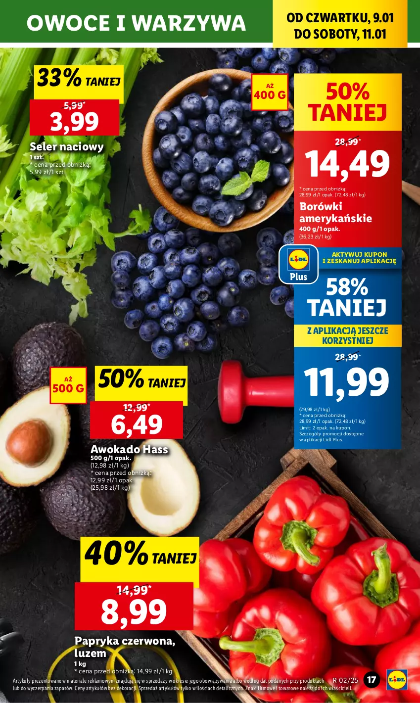 Gazetka promocyjna Lidl - GAZETKA - ważna 09.01 do 11.01.2025 - strona 19 - produkty: Owoce, Papryka, Papryka czerwona, Seler naciowy, Warzywa