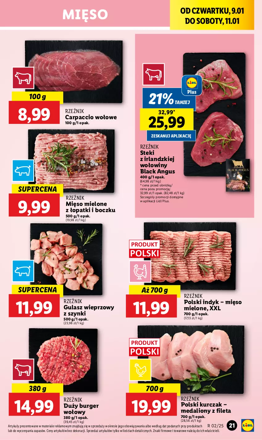 Gazetka promocyjna Lidl - GAZETKA - ważna 09.01 do 11.01.2025 - strona 25 - produkty: Burger, Carpaccio, Kurczak, Lack, Lion, Mięso, Mięso mielone, Stek