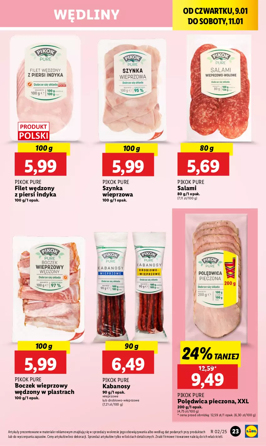 Gazetka promocyjna Lidl - GAZETKA - ważna 09.01 do 11.01.2025 - strona 27 - produkty: Boczek, Boczek wieprzowy, Kabanos, Piec, PIKOK, Polędwica, Pur, Salami, Szynka, Szynka wieprzowa