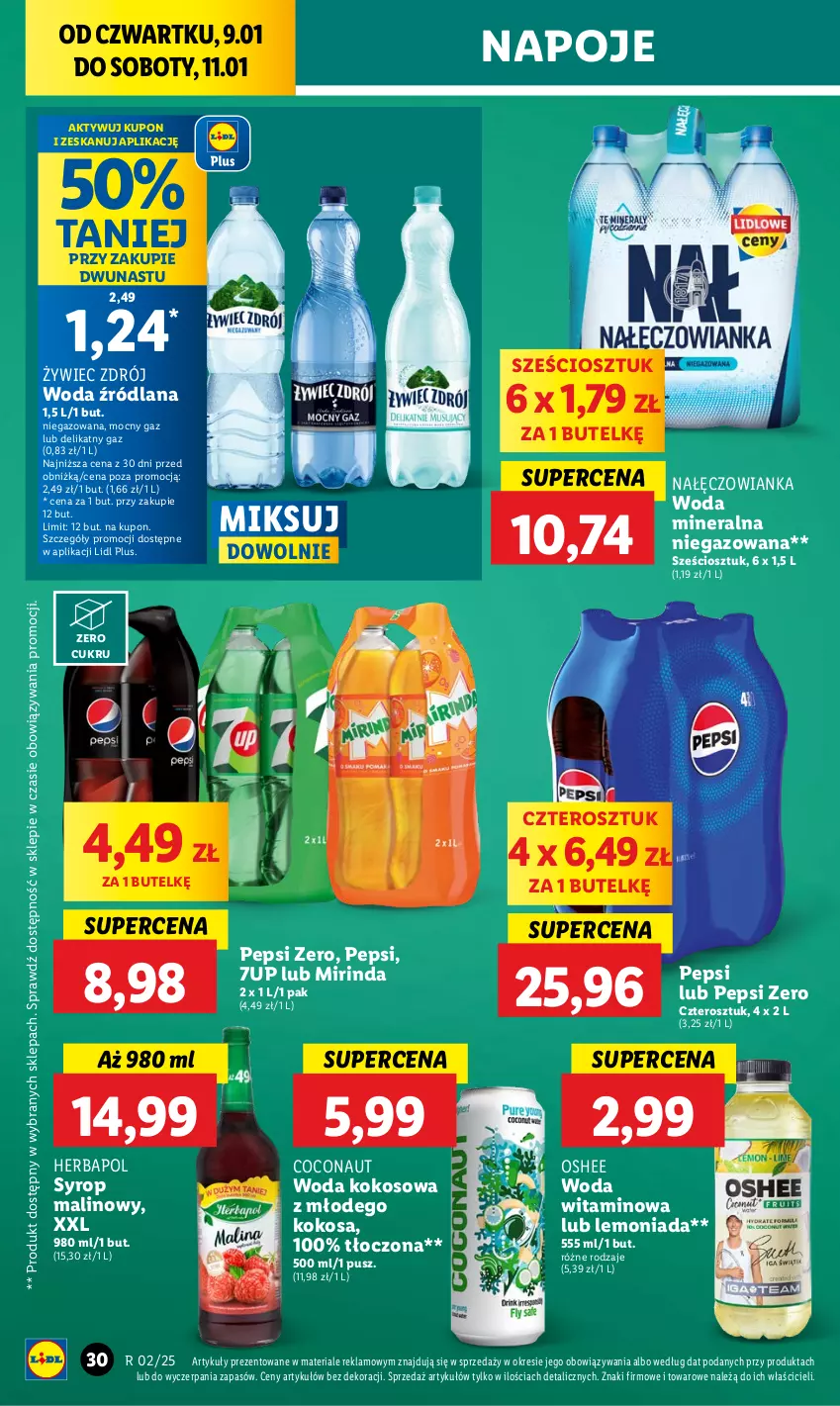 Gazetka promocyjna Lidl - GAZETKA - ważna 09.01 do 11.01.2025 - strona 36 - produkty: 7up, Herbapol, Kokos, LANA, Lemoniada, Mirinda, Nałęczowianka, Napoje, Oshee, Pepsi, Syrop, Woda, Woda mineralna