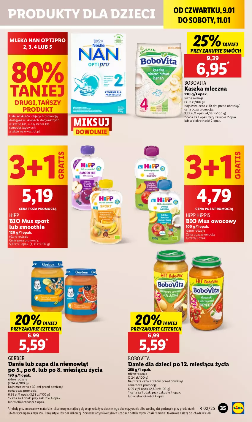 Gazetka promocyjna Lidl - GAZETKA - ważna 09.01 do 11.01.2025 - strona 41 - produkty: BoboVita, Danie dla dzieci, Dzieci, Gerber, Gra, HiPP, Mus, NAN Optipro, Por, Smoothie, Sport, Zupa