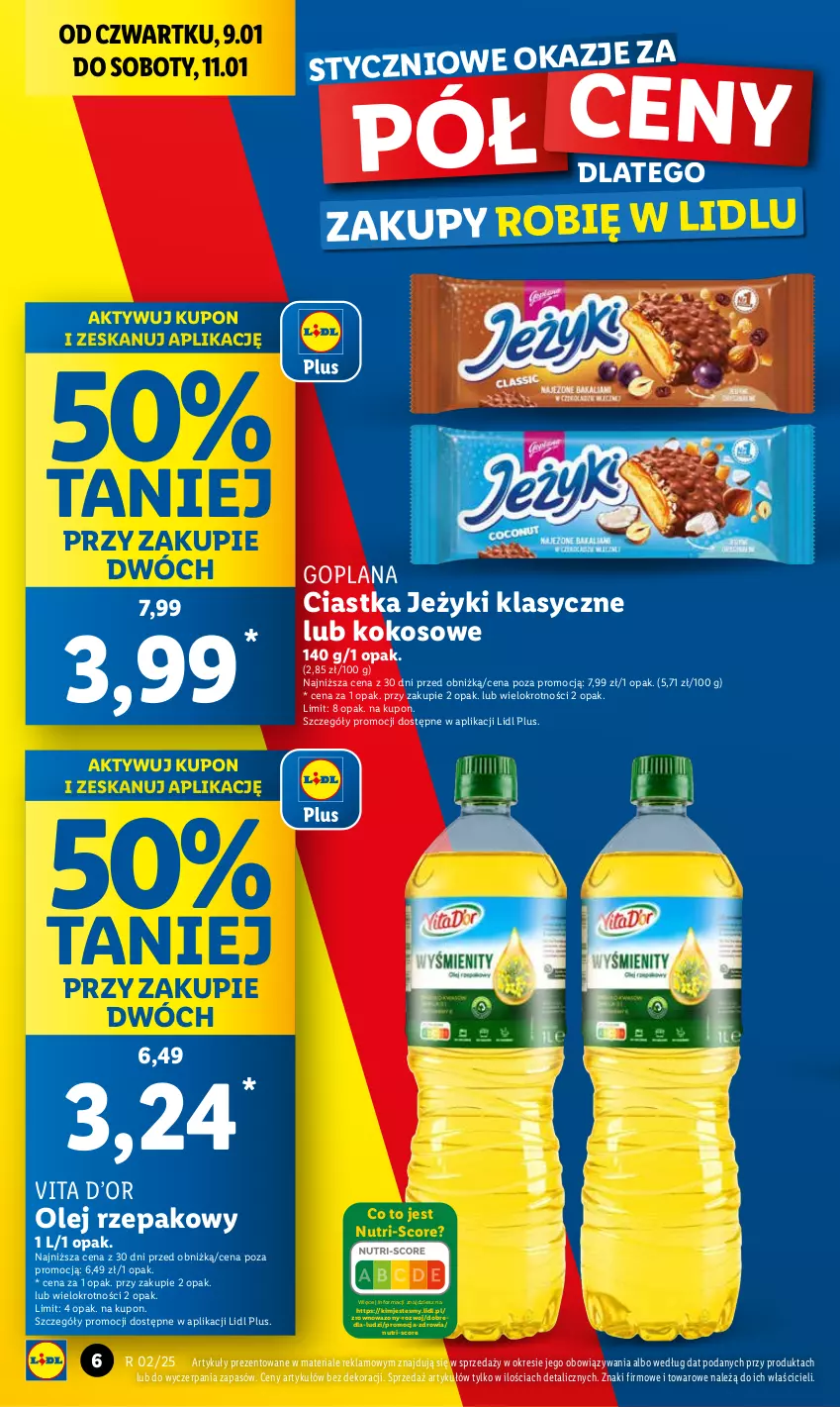 Gazetka promocyjna Lidl - GAZETKA - ważna 09.01 do 11.01.2025 - strona 6 - produkty: Ciastka, Goplana, Jeżyki, Kokos, LANA, Olej, Olej rzepakowy, Wazon