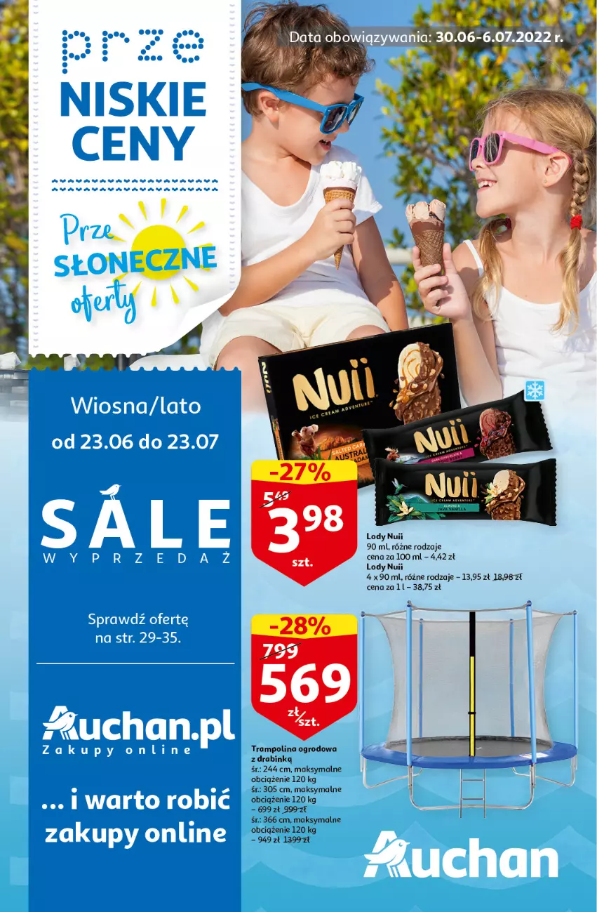 Gazetka promocyjna Auchan - przeNISKIE CENY Prze SŁONECZNE oferty Hipermarkety - ważna 30.06 do 06.07.2022 - strona 1 - produkty: Lody
