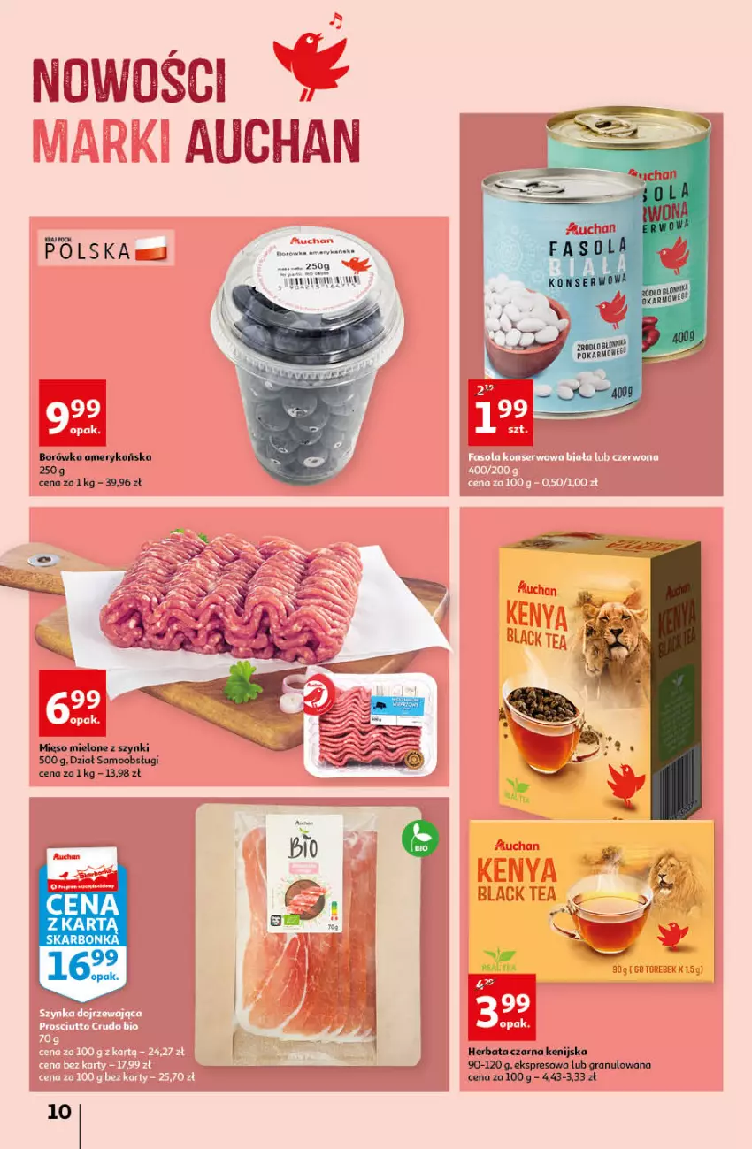 Gazetka promocyjna Auchan - przeNISKIE CENY Prze SŁONECZNE oferty Hipermarkety - ważna 30.06 do 06.07.2022 - strona 10 - produkty: Borówka, Borówka amerykańska, Dada, Gra, Herbata, Herbata czarna, Mięso, Mięso mielone, Mięso mielone z szynki