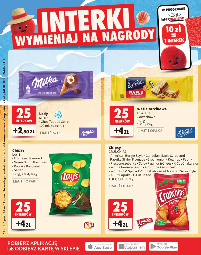 Gazetka promocyjna Intermarche - Katalog nagród Moje Intermarche - ważna 02.07 do 02.09.2026 - strona 12 - produkty: Burger, Chipsy, Crunchips, E. Wedel, Kebab, Ketchup, Lay’s, Lody, Milka, Piec, Salsa, Top, Wafle