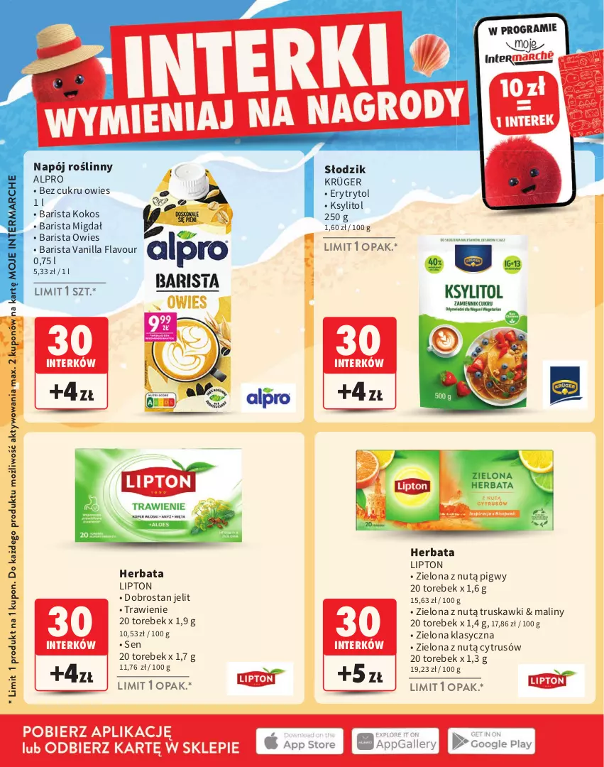 Gazetka promocyjna Intermarche - Katalog nagród Moje Intermarche - ważna 02.07 do 02.09.2026 - strona 14 - produkty: Alpro, Herbata, Kokos, Ksylitol, Lipton, Maliny, Napój, Napój roślinny, Truskawki