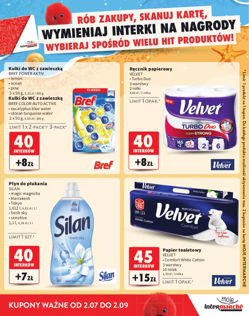Gazetka promocyjna Intermarche - Katalog nagród Moje Intermarche - ważna 02.07 do 02.09.2026 - strona 17 - produkty: Bref, Kulki do wc, Papier, Papier toaletowy, Płyn do płukania, Ręcznik, Rolki, Silan, Velvet