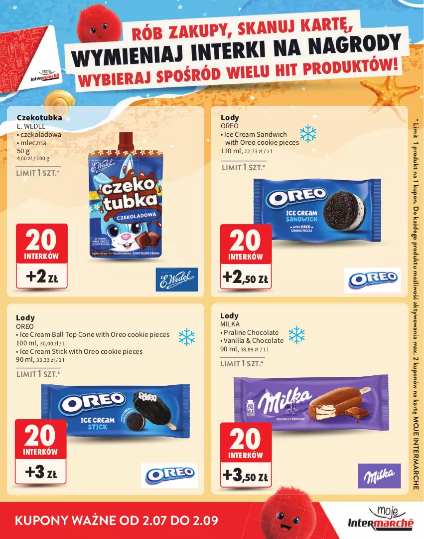 Gazetka promocyjna Intermarche - Katalog nagród Moje Intermarche - ważna 02.07 do 02.09.2026 - strona 7 - produkty: E. Wedel, Lody, Milka, Oreo, Piec, Top