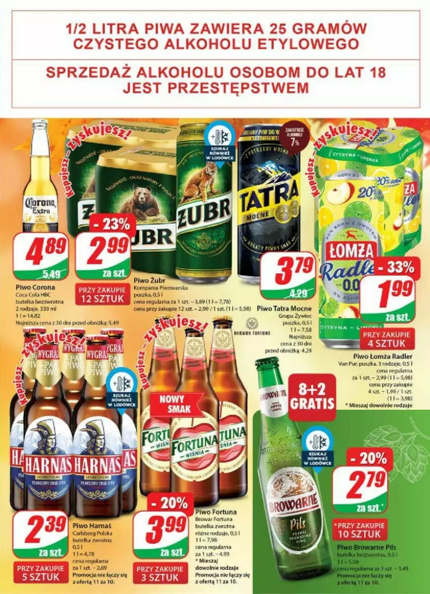 Gazetka promocyjna Dino - ważna 11.10 do 17.10.2023 - strona 11 - produkty: Carlsberg, Fa, Fortuna, Harnaś, Piwo, Pur, Radler, Tatra