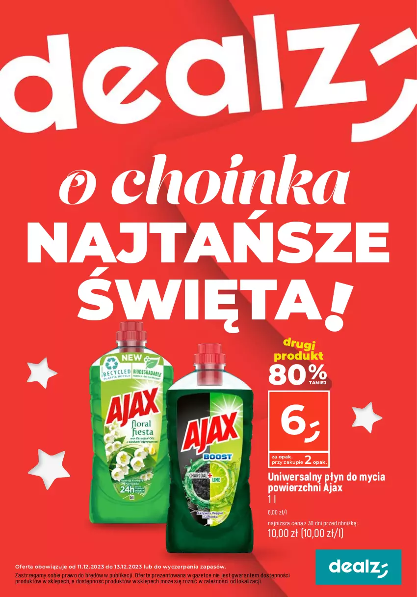 Gazetka promocyjna Dealz - NAJTAŃSZE ŚWIĘTA! - ważna 11.12 do 13.12.2023 - strona 1 - produkty: Ajax, Płyn do mycia
