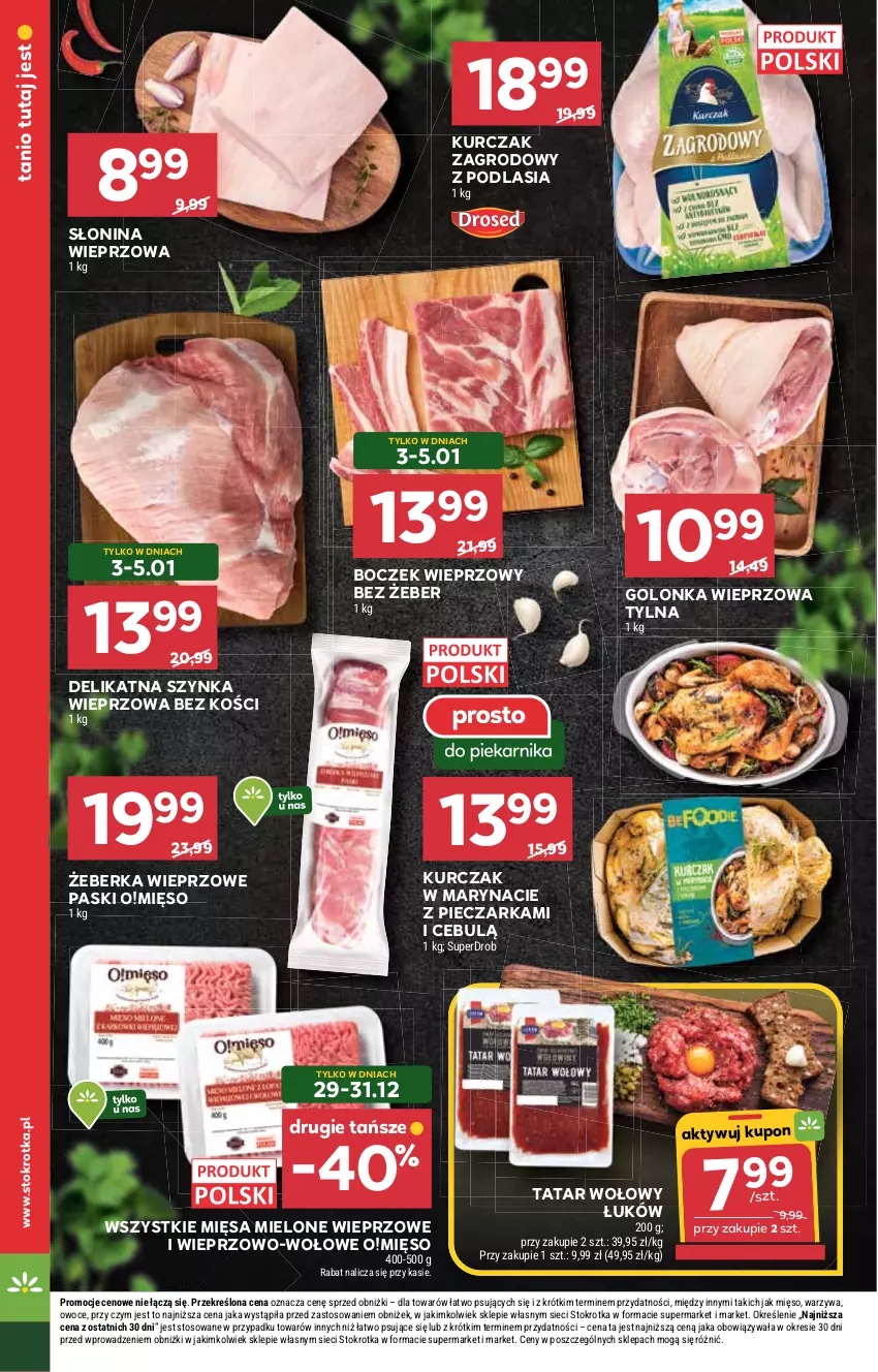 Gazetka promocyjna Stokrotka - Supermarket - ważna 29.12.2025 do 07.01.2026 - strona 16 - produkty: Boczek, Boczek wieprzowy, Golonka wieprzowa, Kurczak, Mięso, Owoce, Piec, Pieczarka, Szynka, Szynka wieprzowa, Tatar wołowy, Warzywa