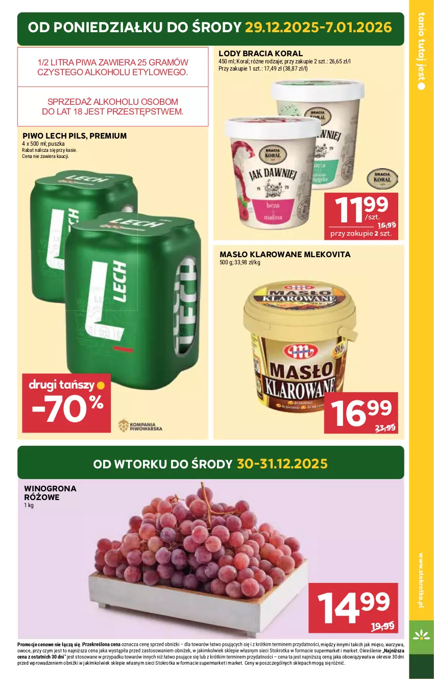 Gazetka promocyjna Stokrotka - Supermarket - ważna 29.12.2025 do 07.01.2026 - strona 7 - produkty: Gra, Lody, Masło, Masło klarowane, Mięso, Mleko, Mlekovita, Owoce, Piwa, Piwo, Warzywa, Wino, Winogrona