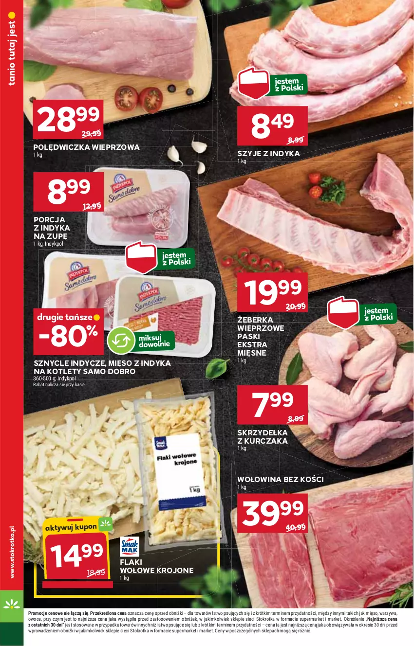 Gazetka promocyjna Stokrotka - Supermarket - ważna 02.10 do 08.10.2025 - strona 10 - produkty: Flaki, Flaki wołowe, Kotlet, Kurczak, Mięso, Mięso z indyka, Owoce, Polędwiczka wieprzowa, Por, Skrzydełka z kurczaka, Warzywa, Wołowina, Wołowina bez kości
