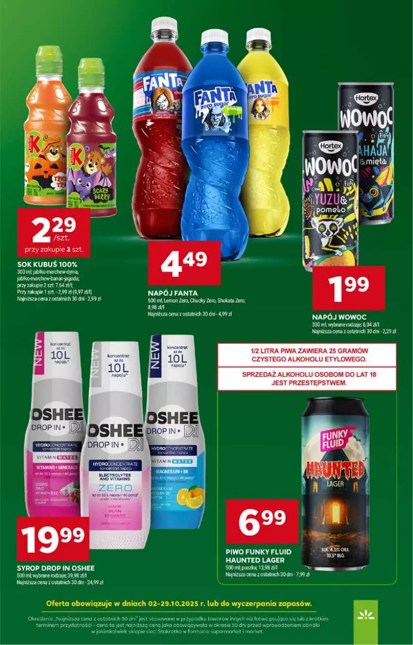 Gazetka promocyjna Stokrotka - Supermarket - ważna 02.10 do 08.10.2025 - strona 39 - produkty: Gra, Kubuś, Napój, Oshee, Piwa, Piwo, Por, Sok, Syrop