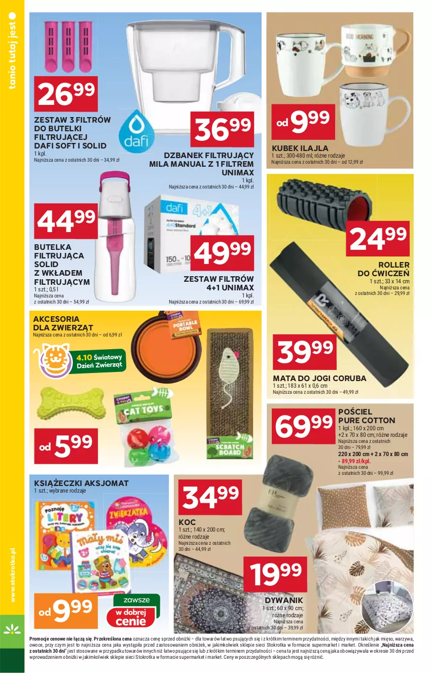 Gazetka promocyjna Stokrotka - Supermarket - ważna 02.10 do 08.10.2025 - strona 46 - produkty: Dywan, Dywanik, Dzbanek, Dzbanek filtrujący, Koc, Kubek, Mata do jogi, Mięso, Owoce, Pościel, Pur, Roller, Warzywa