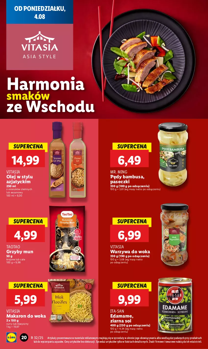 Gazetka promocyjna Lidl - GAZETKA - ważna 04.08 do 06.08.2025 - strona 24 - produkty: Edam, Grzyby, Grzyby mun, Makaron, Olej, Pędy bambusa, Sezam, TaoTao, Warzywa, Warzywa do woka