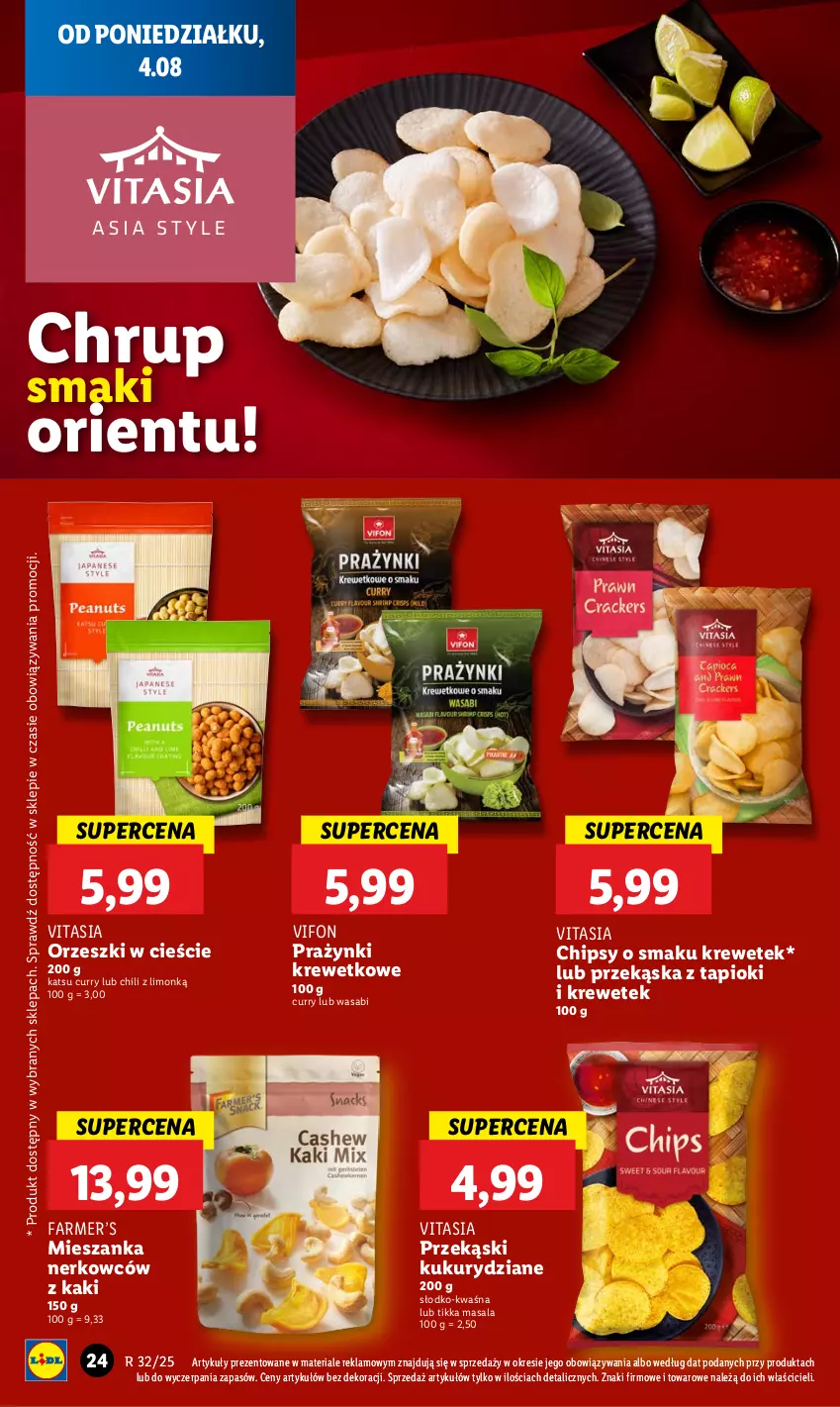 Gazetka promocyjna Lidl - GAZETKA - ważna 04.08 do 06.08.2025 - strona 28 - produkty: Chipsy, Fa, Kaki, Orzeszki, Wasa