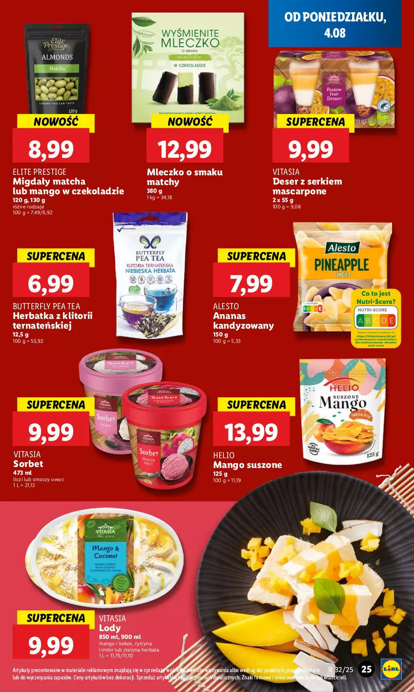 Gazetka promocyjna Lidl - GAZETKA - ważna 04.08 do 06.08.2025 - strona 29 - produkty: Ananas, Deser, Helio, Herbata, Imbir, Kokos, Liczi, Lody, Mango, Mango suszone, Mascarpone, Migdały, Mleczko, Ser