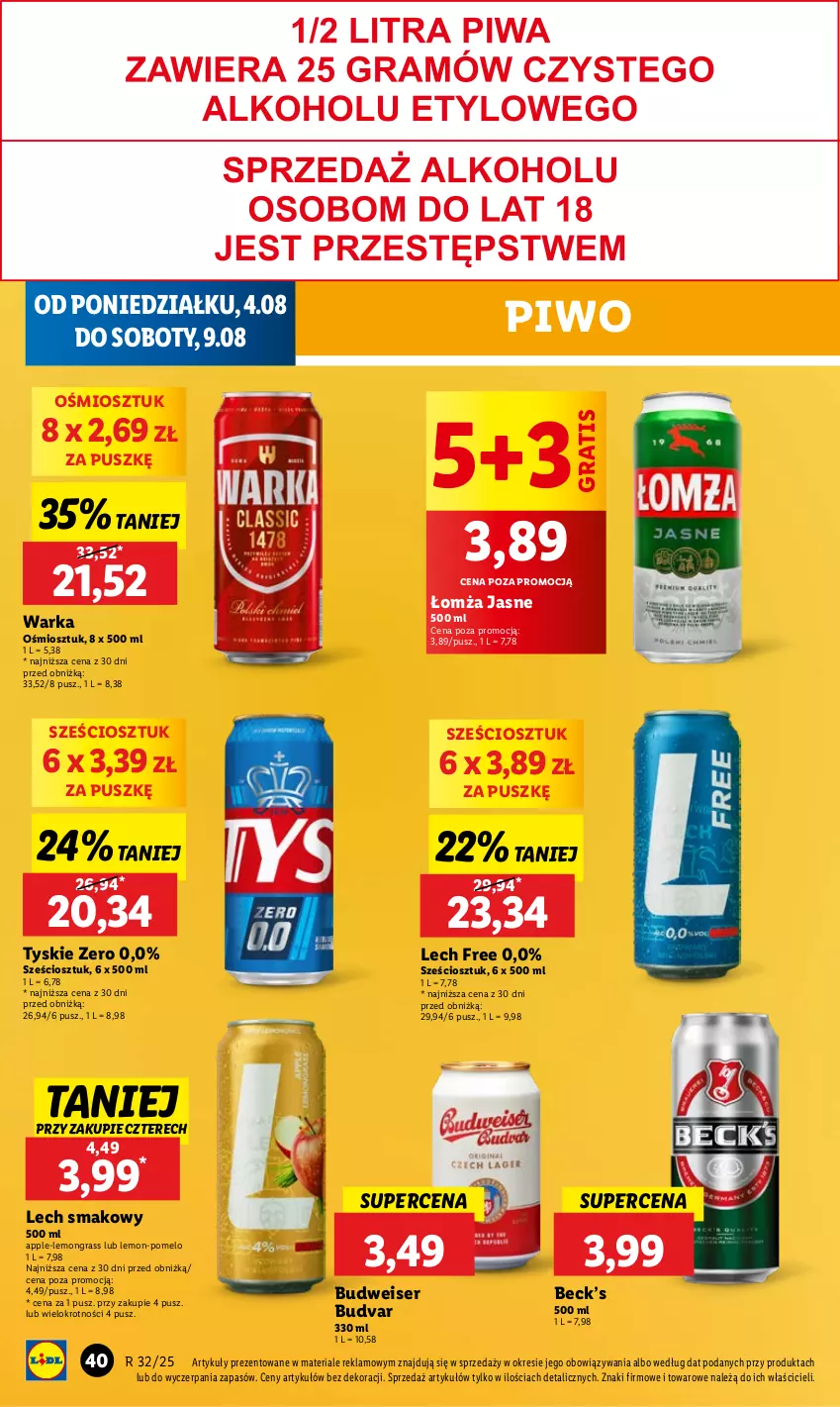 Gazetka promocyjna Lidl - GAZETKA - ważna 04.08 do 06.08.2025 - strona 48 - produkty: Gra, Piwo, Pomelo, Ser, Tyskie, Warka