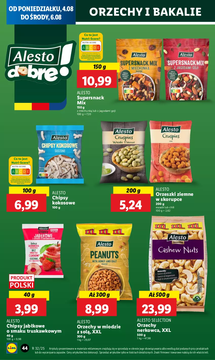 Gazetka promocyjna Lidl - GAZETKA - ważna 04.08 do 06.08.2025 - strona 52 - produkty: Chipsy, Kokos, Orzeszki, Orzeszki ziemne, Wasa