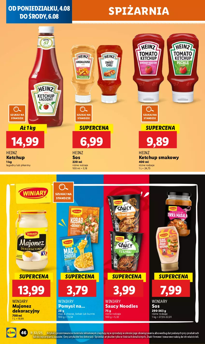 Gazetka promocyjna Lidl - GAZETKA - ważna 04.08 do 06.08.2025 - strona 54 - produkty: Heinz, Kebab, Ketchup, Majonez, Sos, Winiary