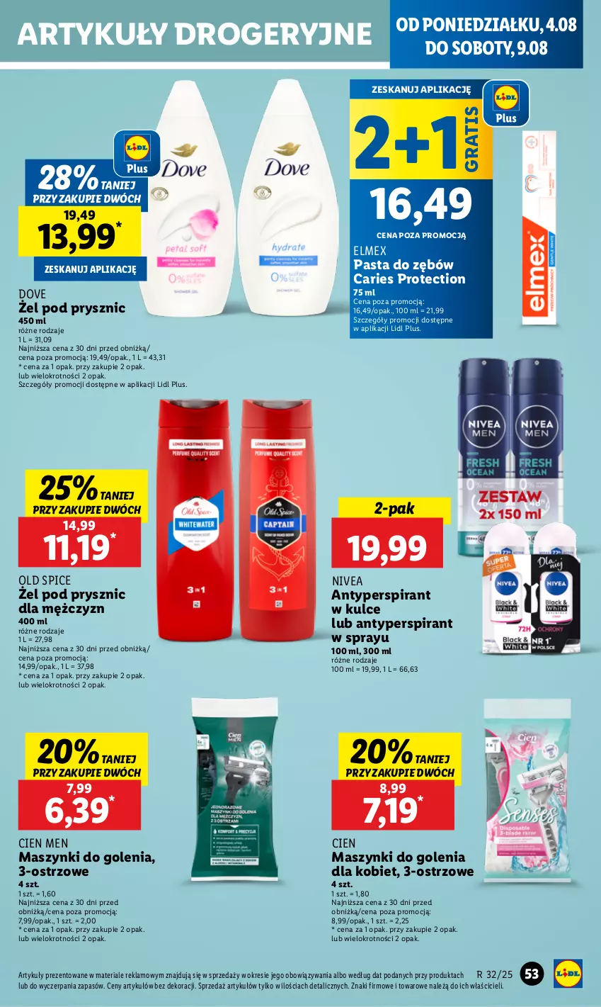Gazetka promocyjna Lidl - GAZETKA - ważna 04.08 do 06.08.2025 - strona 61 - produkty: Antyperspirant, Dove, Elmex, Gra, Nivea, Old Spice, Pasta do zębów
