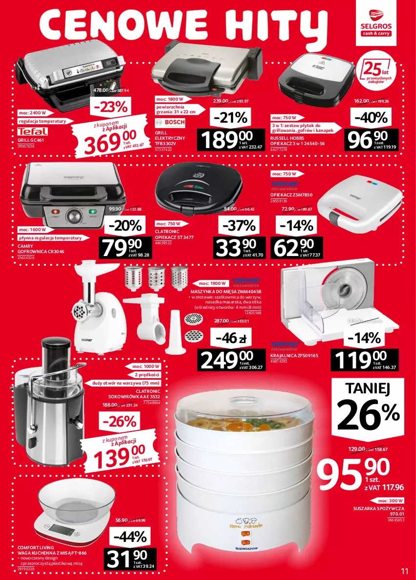 Gazetka promocyjna Selgros - Oferta przemysłowa - ważna 08.09 do 21.09.2022 - strona 11 - produkty: Gofrownica, Grill, Maszynka, Sok, Suszarka, Szatkownica, Szynka, Waga, Warzywa