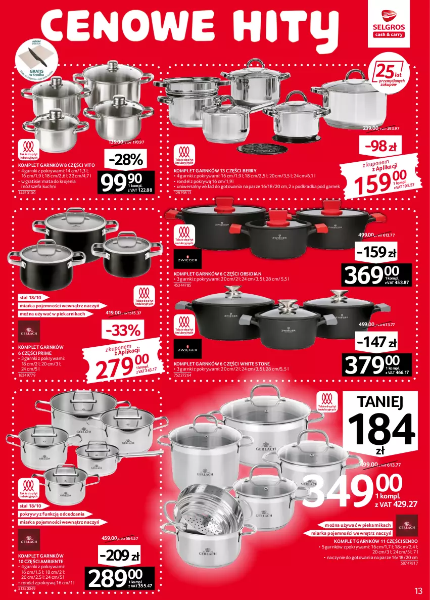 Gazetka promocyjna Selgros - Oferta przemysłowa - ważna 08.09 do 21.09.2022 - strona 13 - produkty: Fa, Garnek, Gra, Miarka, Nóż szefa kuchni, Piekarnik, Podkład, Podkładka, Pokrywa, Rondel