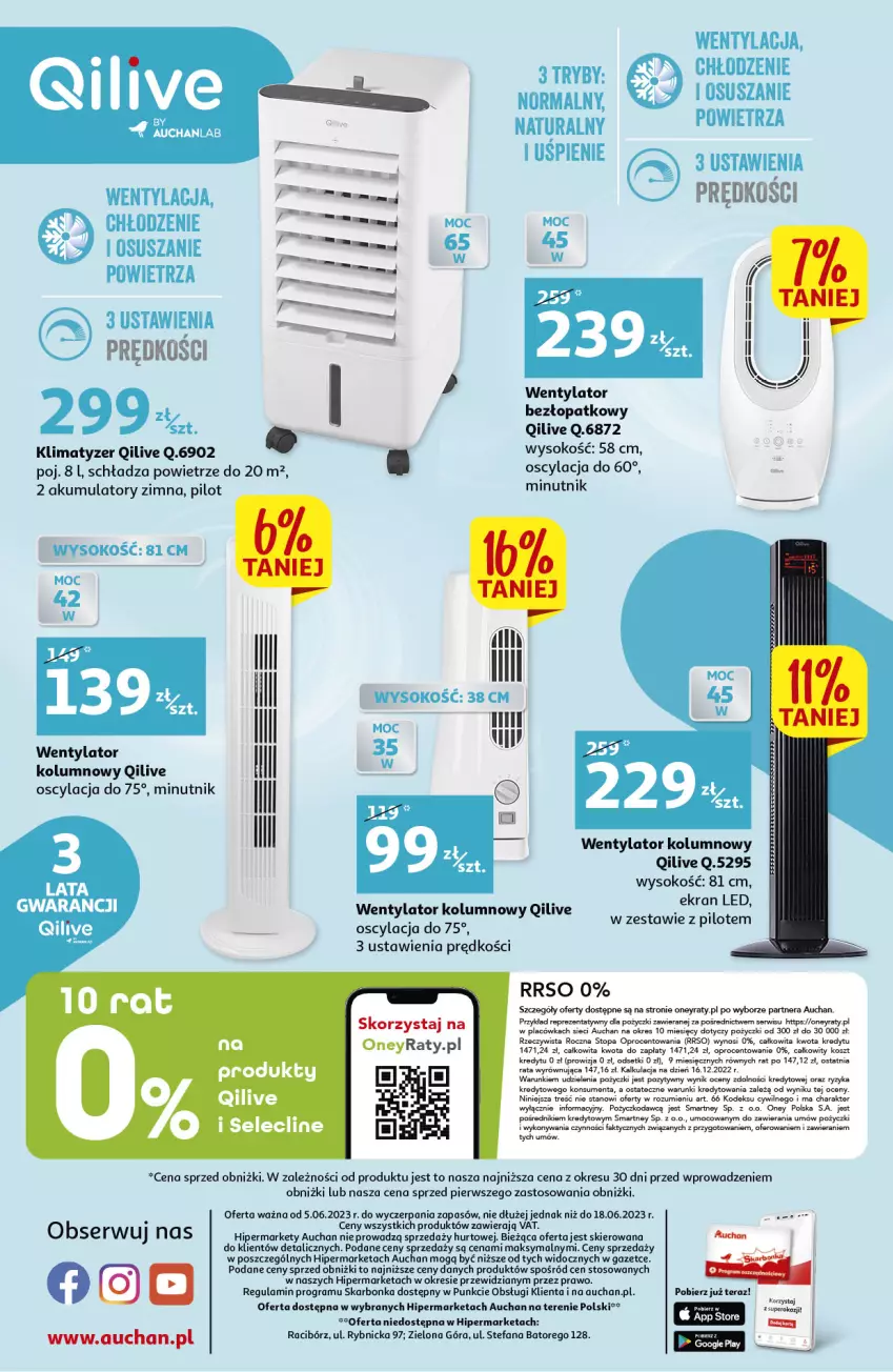 Gazetka promocyjna Auchan - Gazetka Wentylatory Qilive by AUCHANLAB Hipermarket Auchan - ważna 05.06 do 18.06.2023 - strona 4 - produkty: Akumulator, Clin, Fa, Gra, Kosz, LG, O nas, Ser, Sok, Tera, Top