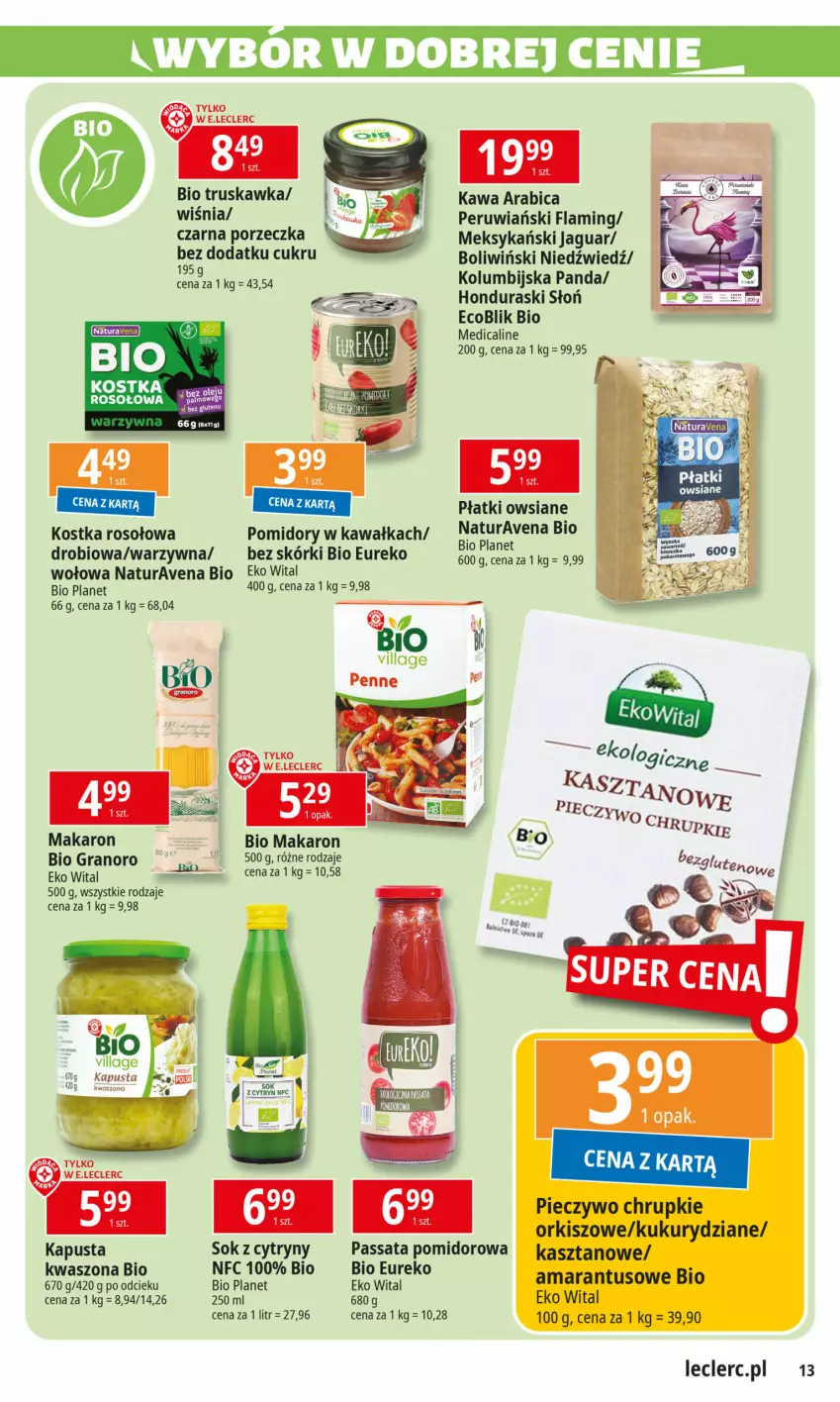 Gazetka promocyjna E Leclerc - ważna 17.09 do 28.09.2024 - strona 13 - produkty: BIC, Chrupki, Cytryny, Gra, Jaguar, Kawa, Makaron, Panda, Piec, Pieczywo, Pieczywo chrupkie, Płatki owsiane, Pomidory, Pomidory w kawałkach, Por, Sok