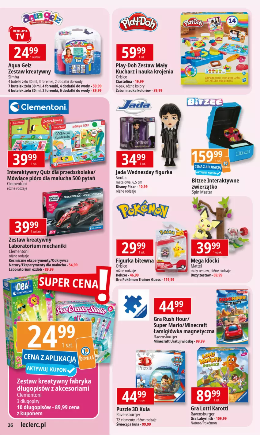 Gazetka promocyjna E Leclerc - ważna 17.09 do 28.09.2024 - strona 26 - produkty: BIC, Burger, Disney, Foremki, Gra, Klocki, Mattel, Minecraft, Play-Doh, Puzzle, Quiz, Ravensburger, Tera