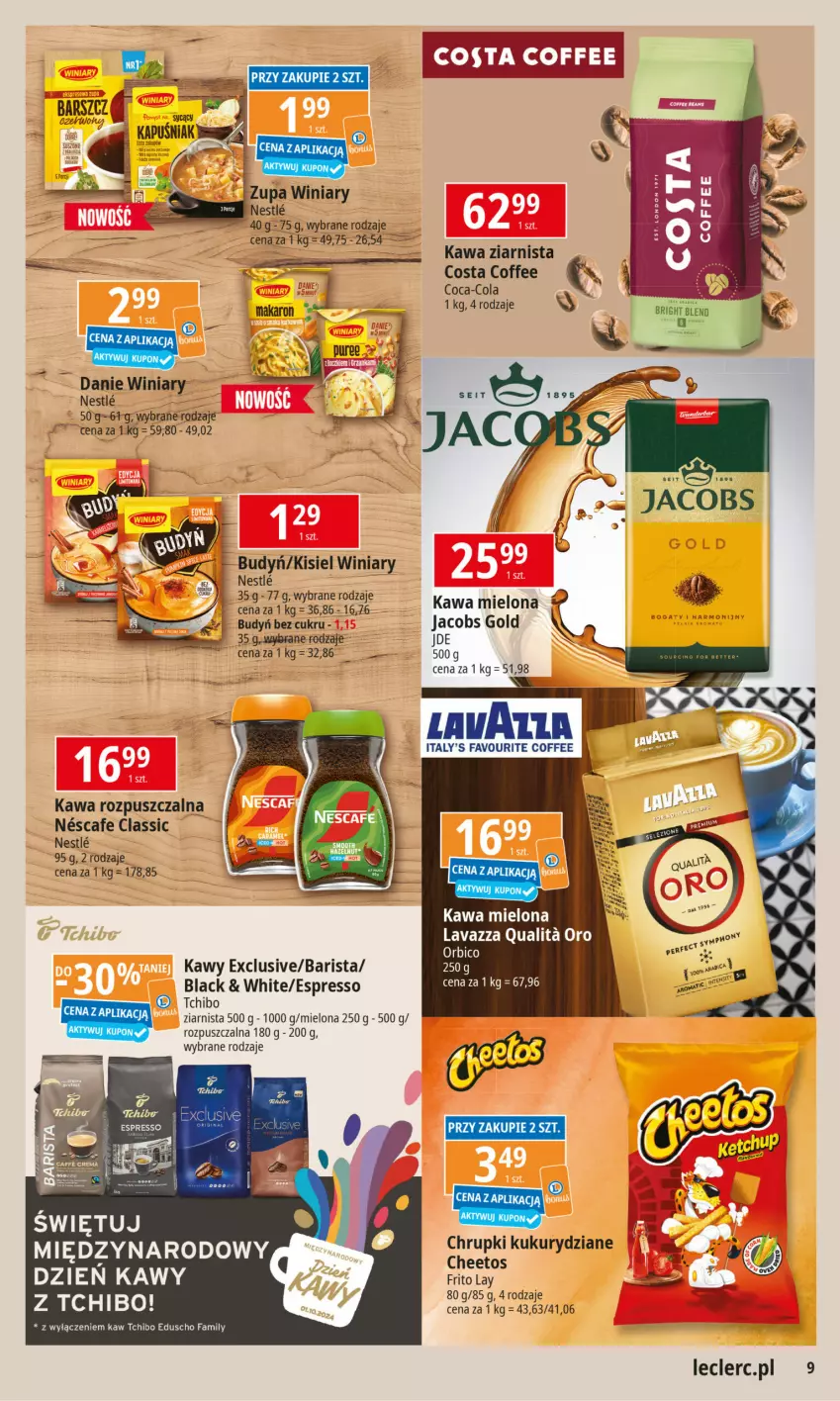 Gazetka promocyjna E Leclerc - ważna 17.09 do 28.09.2024 - strona 9 - produkty: Budyń, Cheetos, Chrupki, Coca-Cola, Fa, Jacobs, Kawa, Kawa mielona, Kawa rozpuszczalna, Kawa ziarnista, Kisiel, Lack, Tchibo, Winiary, Zupa