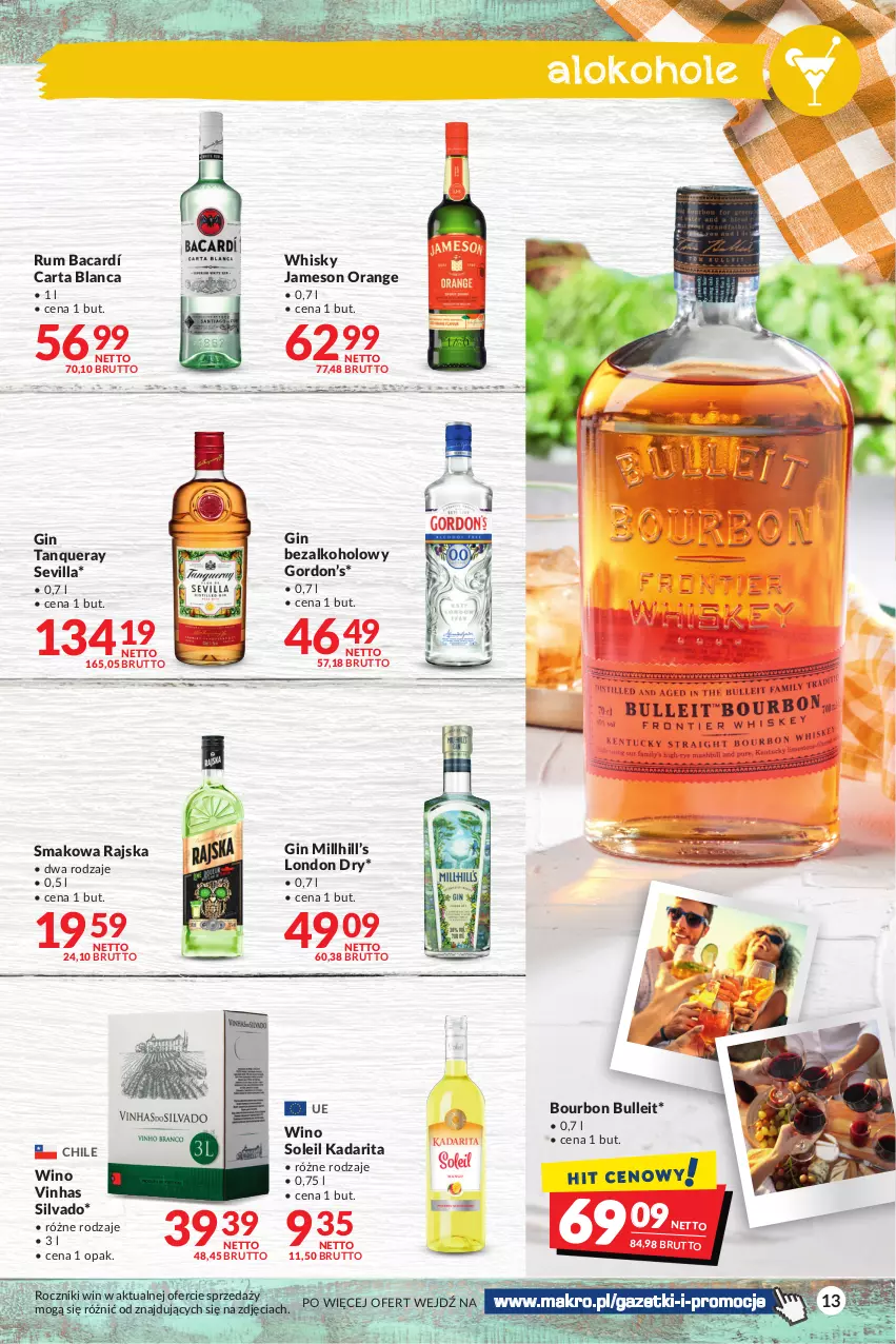 Gazetka promocyjna Makro - Sezon grillowy czas start! - oferta z alkoholem - ważna 18.04 do 30.04.2023 - strona 13 - produkty: Bourbon, Gin, Jameson, Rum, Whisky, Wino