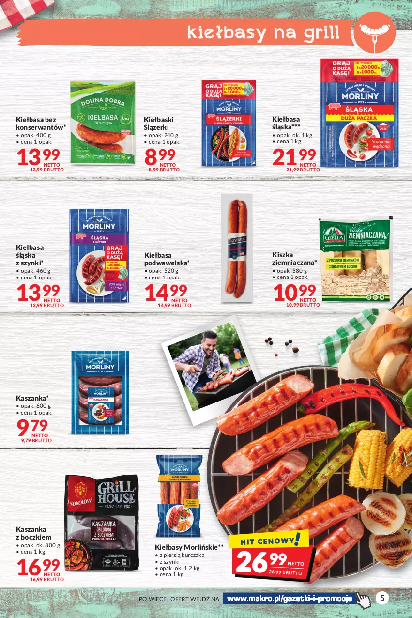 Gazetka promocyjna Makro - Sezon grillowy czas start! - oferta z alkoholem - ważna 18.04 do 30.04.2023 - strona 5 - produkty: Grill, Kasza, Kaszanka, Kiełbasa, Kiełbasa podwawelska, Kiełbasa śląska, Kurczak, Ser, Wawel