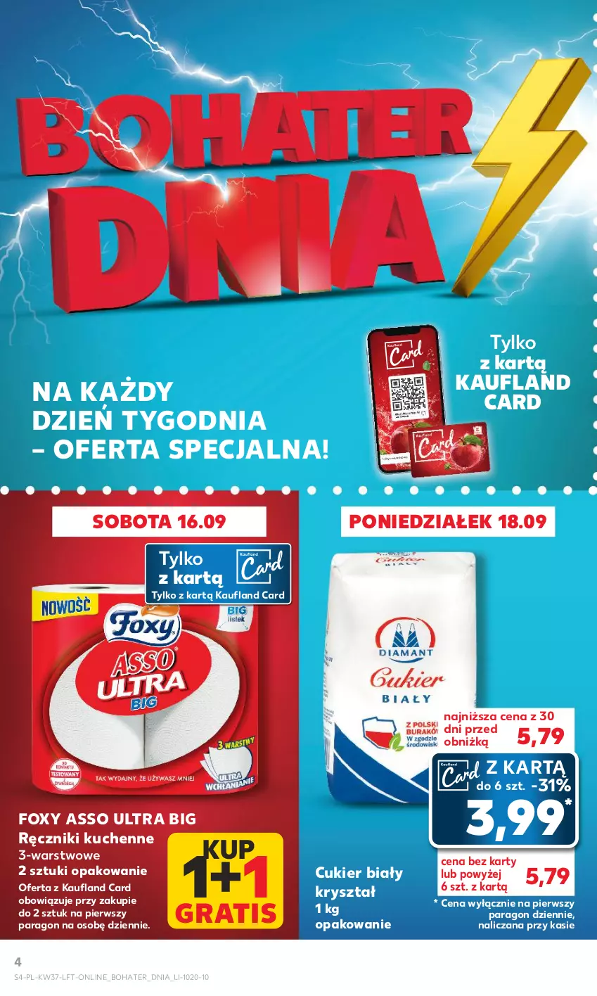 Gazetka promocyjna Kaufland - Gazetka tygodnia - ważna 14.09 do 20.09.2023 - strona 4 - produkty: Cukier, Foxy, Gra, Ręcznik