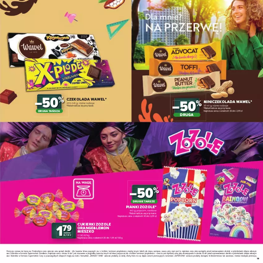 Gazetka promocyjna Stokrotka - Katalog Witaj Szkoło! - ważna 23.07 do 12.08.2026 - strona 19 - produkty: Cukier, Cukierki, Czekolada, Mięso, Owoce, Popcorn, Warzywa, Wawel