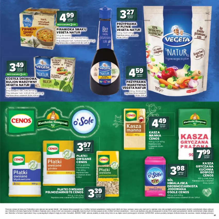 Gazetka promocyjna Stokrotka - Katalog Witaj Szkoło! - ważna 23.07 do 12.08.2026 - strona 27 - produkty: Bulion, Cenos, Gry, Kasza, Kasza gryczana, Kuchnia, Lion, Mięso, Owoce, Piramidka smaku, Płatki owsiane, Przyprawa w płynie, Sól, Vegeta, Vegeta Natur, Warzywa