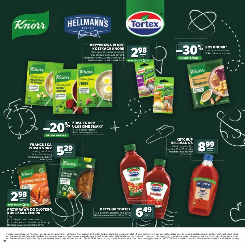 Gazetka promocyjna Stokrotka - Katalog Witaj Szkoło! - ważna 23.07 do 12.08.2026 - strona 28 - produkty: Cebula, Czosnek, Hellmann’s, Ketchup, Knorr, Kurczak, Mięso, Owoce, Sos, Warzywa, Zupa