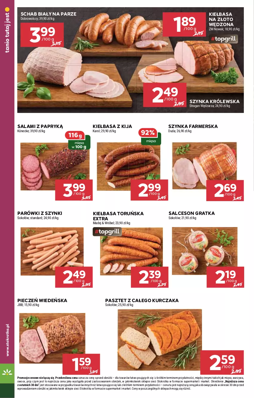 Gazetka promocyjna Stokrotka - Market - ważna 22.05 do 28.05.2025 - strona 12 - produkty: Duda, Fa, Gra, Kiełbasa, Kurczak, Mięso, NOWAK, Owoce, Parówki, Parówki z szynki, Pasztet, Piec, Salami, Salami z papryką, Salceson, Sok, Sokołów, Szynka, Szynka farmerska, Szynka Królewska, Warzywa