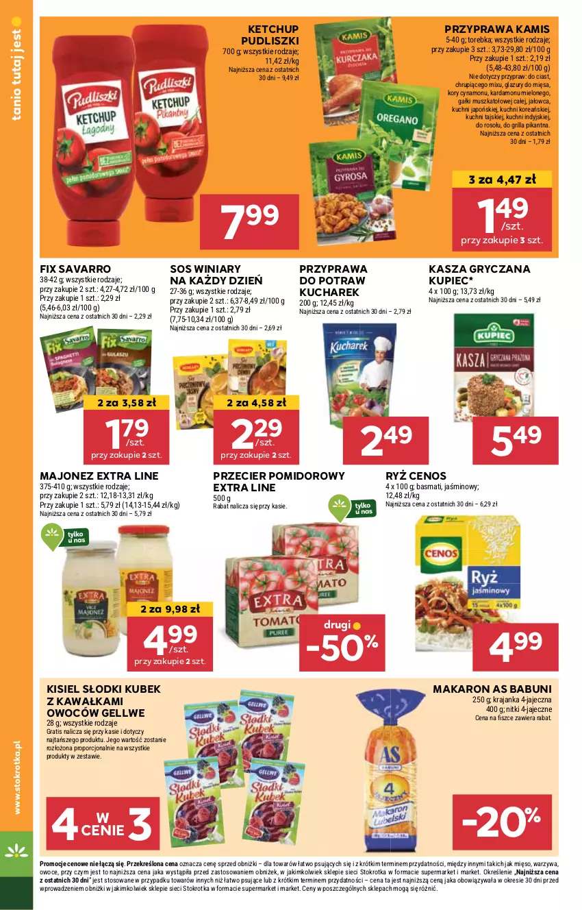 Gazetka promocyjna Stokrotka - Market - ważna 22.05 do 28.05.2025 - strona 18 - produkty: Babuni, Cenos, Gra, Grill, Gry, Kamis, Kasza, Kasza gryczana, Kawa, Ketchup, Kisiel, Kubek, Kucharek, Kupiec, Lazur, Majonez, Makaron, Mięso, Mus, Owoce, Piec, Por, Przyprawa do potraw, Pudliszki, Ryż, Savarro, Sos, Torebka, Warzywa, Winiary