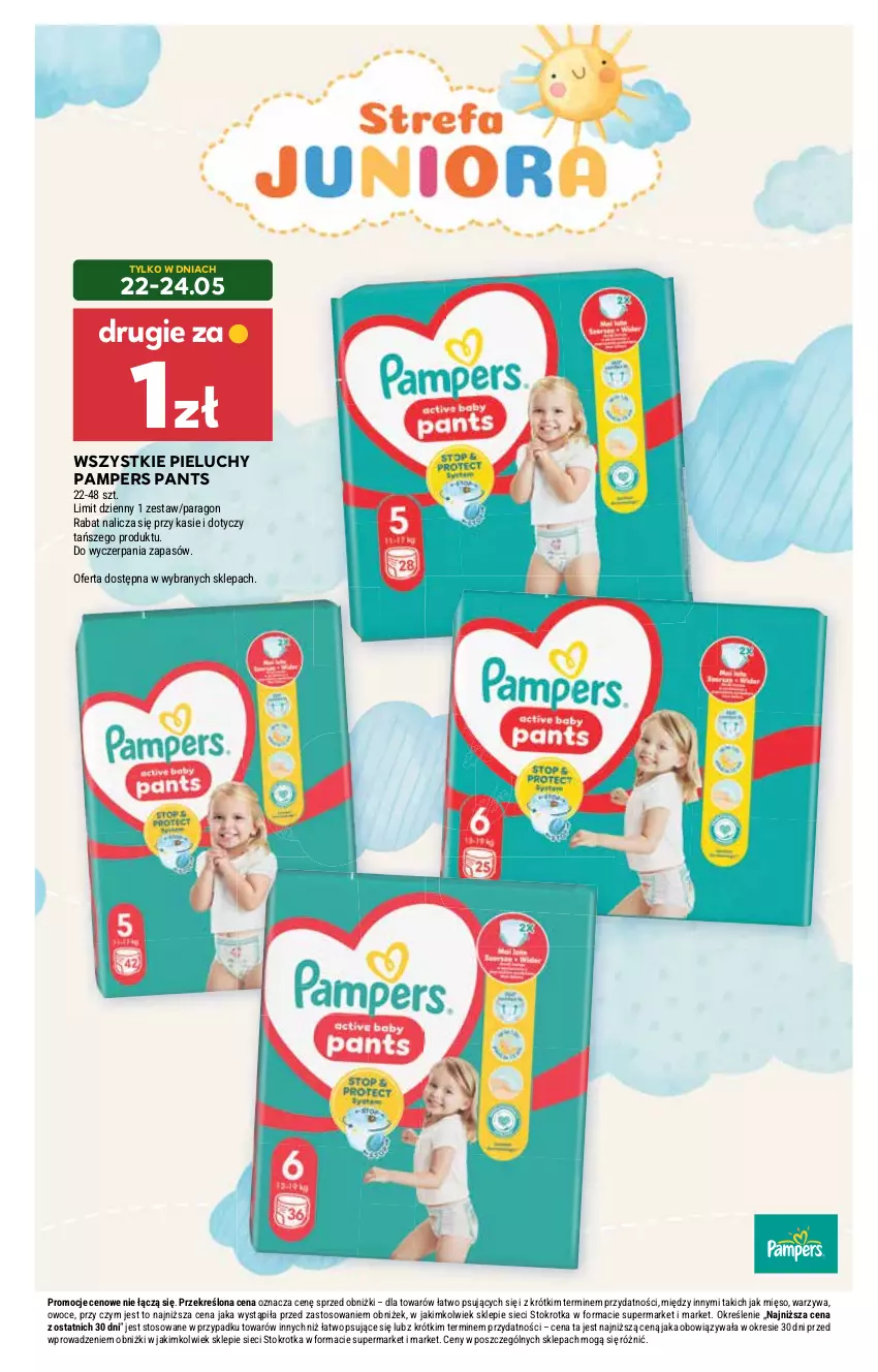 Gazetka promocyjna Stokrotka - Market - ważna 22.05 do 28.05.2025 - strona 23 - produkty: Mięso, Owoce, Pampers, Pieluchy, Warzywa