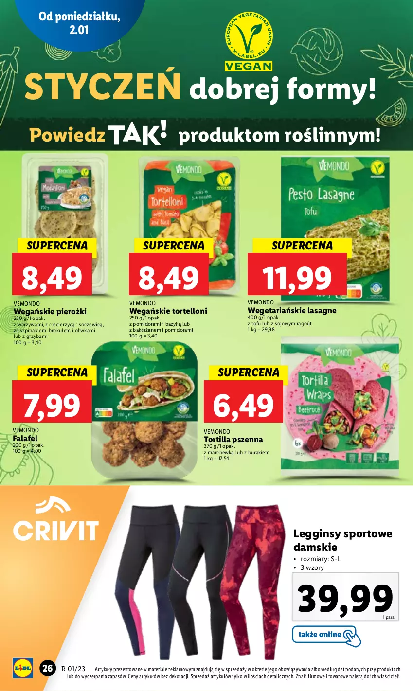 Gazetka promocyjna Lidl - GAZETKA - ważna 02.01 do 04.01.2023 - strona 30 - produkty: Bazyl, Buraki, Fa, Gin, Lasagne, Legginsy, Por, Sport, Szpinak, Tofu, Tortelloni, Tortilla, Warzywa