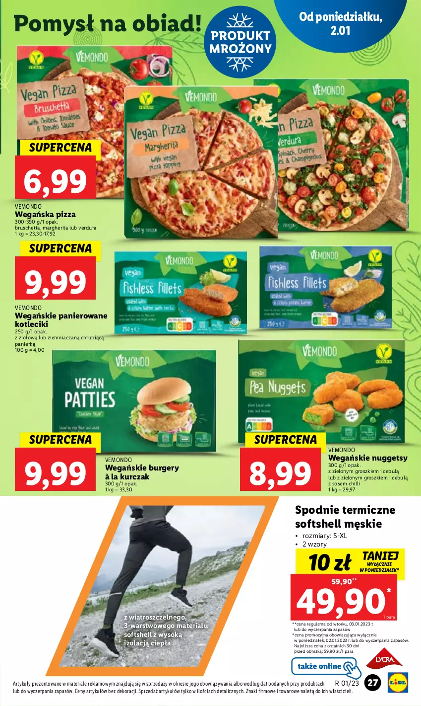 Gazetka promocyjna Lidl - GAZETKA - ważna 02.01 do 04.01.2023 - strona 31 - produkty: Burger, Kurczak, Pizza, Sok, Sos, Spodnie